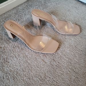 Clear Strap Chunky Heels